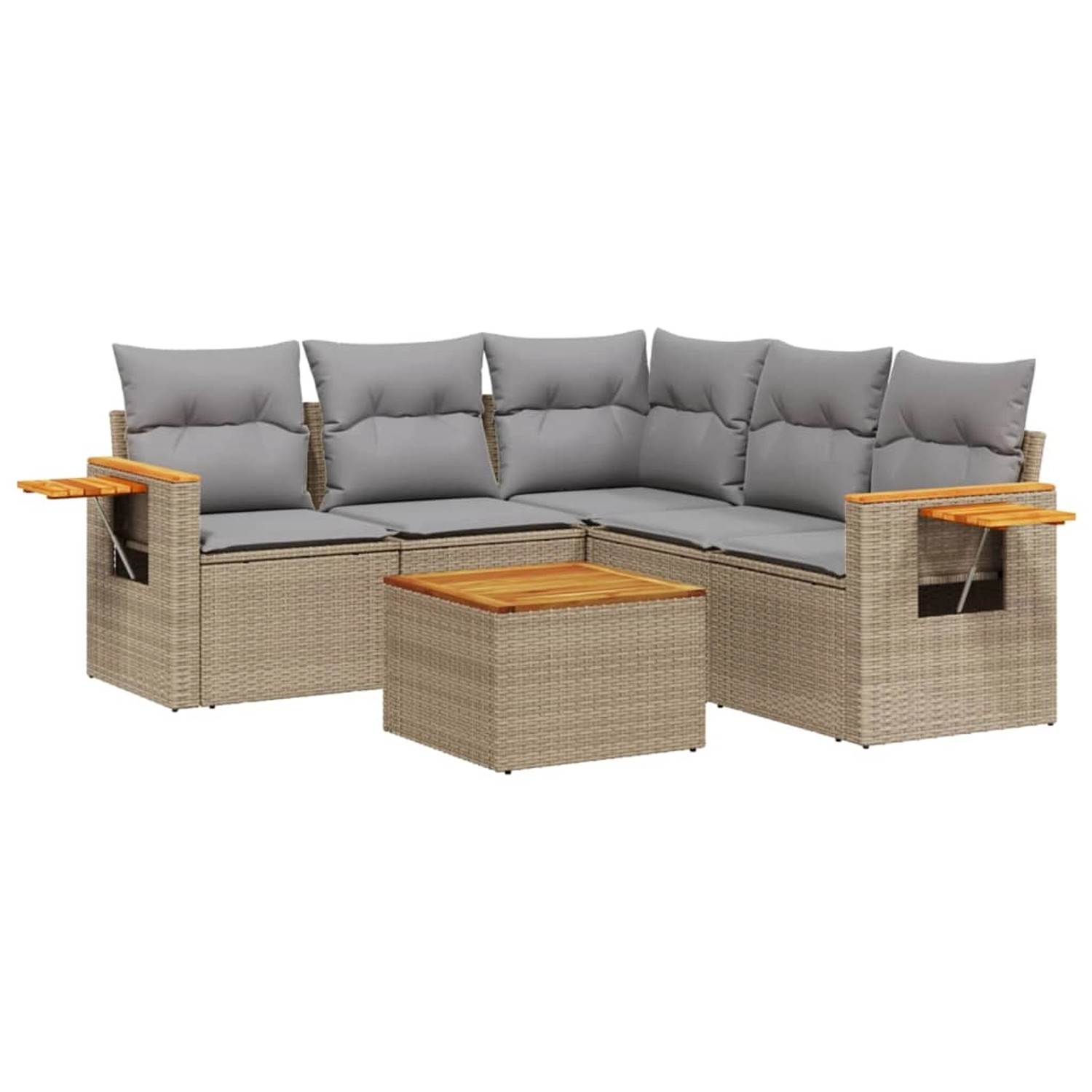 vidaXL 6-Tlg Garten-Sofagarnitur mit Kissen Beige Poly Rattan 3226808 günstig online kaufen
