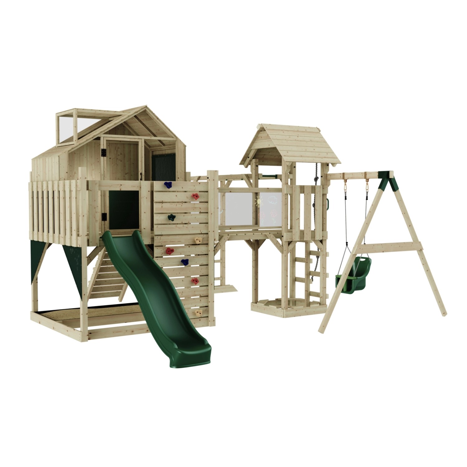 OutdoorToys Spielturm Mille mit Babyschaukel Dunkelgrün günstig online kaufen