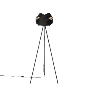 Moderne schwarze Stoff Stehlampe QAZQA Cloth für Innenräume.