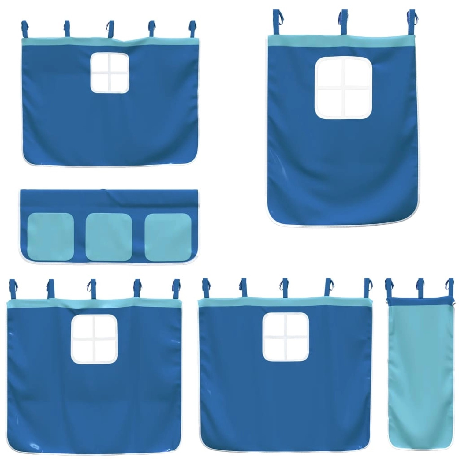 Blauer vidaXL Vorhang-Satz für Kinderhochbett 80x200 cm aus Kiefer Massivholz.