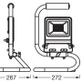 Technische Zeichnung: Osram LED-Arbeitslicht S-Stand 50W, Maße 27,2x26,7x39,5cm, dunkelgrau.