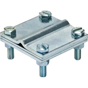 Kreuzverbinder mit Zwischenplatte, 3 mm, für Bänder bis 30 mm, feuerverzinkt.
