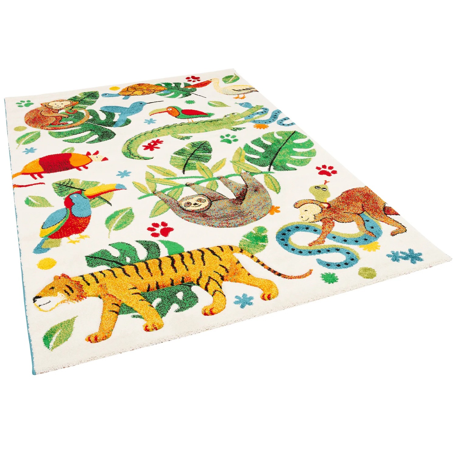 Tapis Enfant Rond Pergamon Maui Kids – Motif Animaux Jungle Coloré – 3 Tailles, 100% Polypropylène Doux