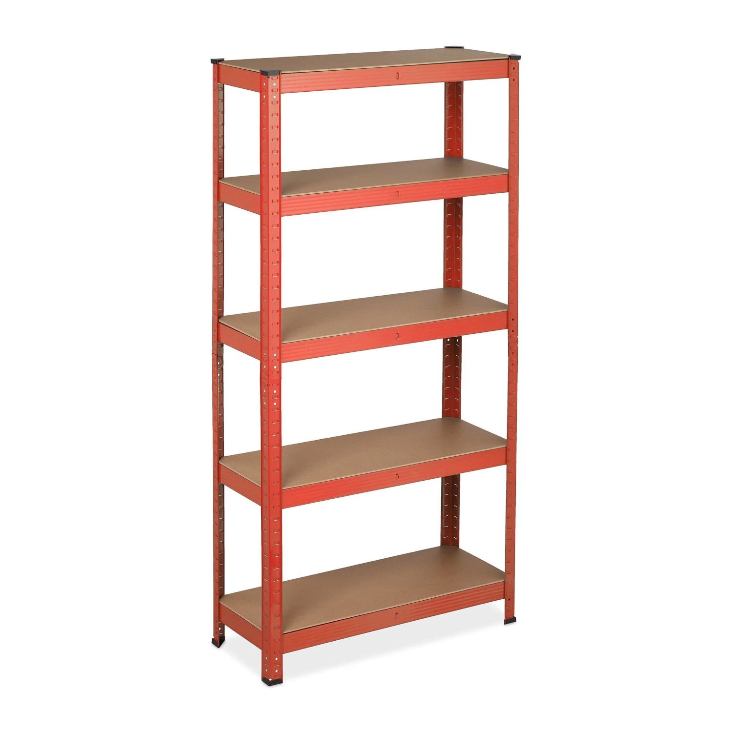 Relaxdays Schwerlastregal Stahl MDF Rot Höhenverstellbar 151 cm x 75 cm x 30 cm