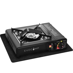 Evocamp Camping Gaskocher, 1-flammig, mit feuerfester Unterlage und Tragekoffer.