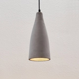 Lindby Beton Pendelleuchte Sanne 9984018 Modern in Alu aus Beton 1-flammig E27 Wohnzimmerleuchte