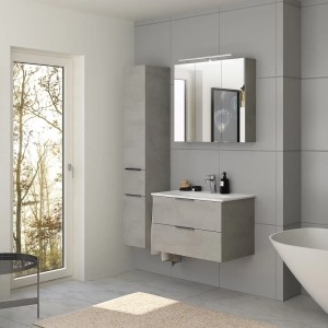 Steinkamp Waschtischunterschrank Living 2.0 mit GROHE Essence Waschtisch, oxid hellgrau, 80 cm breit.