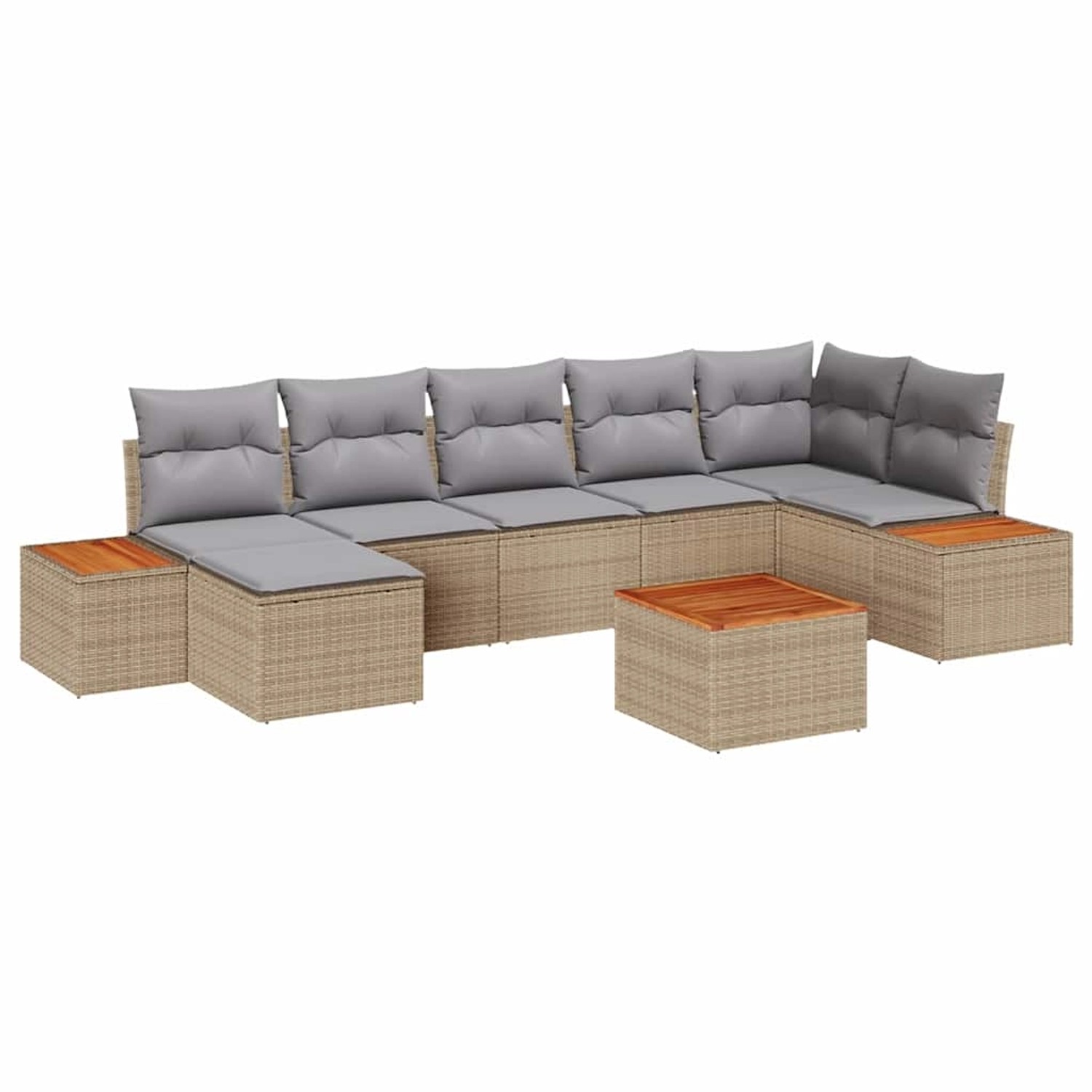 vidaXL Garten-Sofa-Set mit Kissen 8-Tlg Beige Poly Rattan 3348136 günstig online kaufen