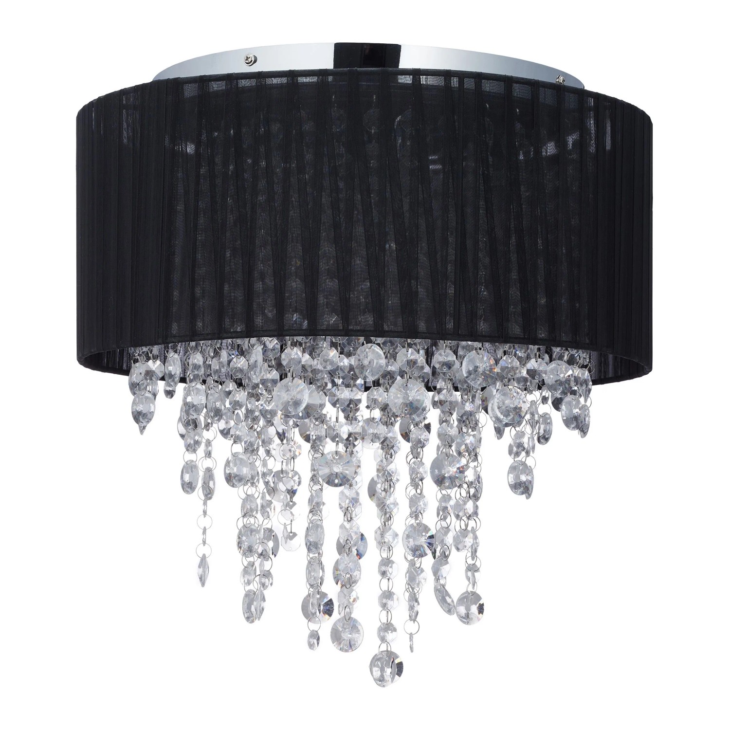 Relaxdays Deckenlampe Organza Eisen Schwarz 5-flammig mit Kristall 39 cm x 40 cm 2,1 kg