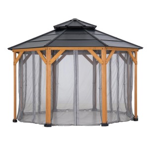 Sunjoy Netz für Zedernholz Gazebo, 395x395 cm, schützt vor Insekten im Garten.