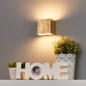 Lindby LED Wandleuchte Wandlampe Innen Quentin 9625072 Modern in Gold Messing aus Metall 1-flammig Flurleuchte