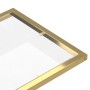Detailansicht: Transparenter Glas-Beistelltisch mit goldenem Metallrahmen.