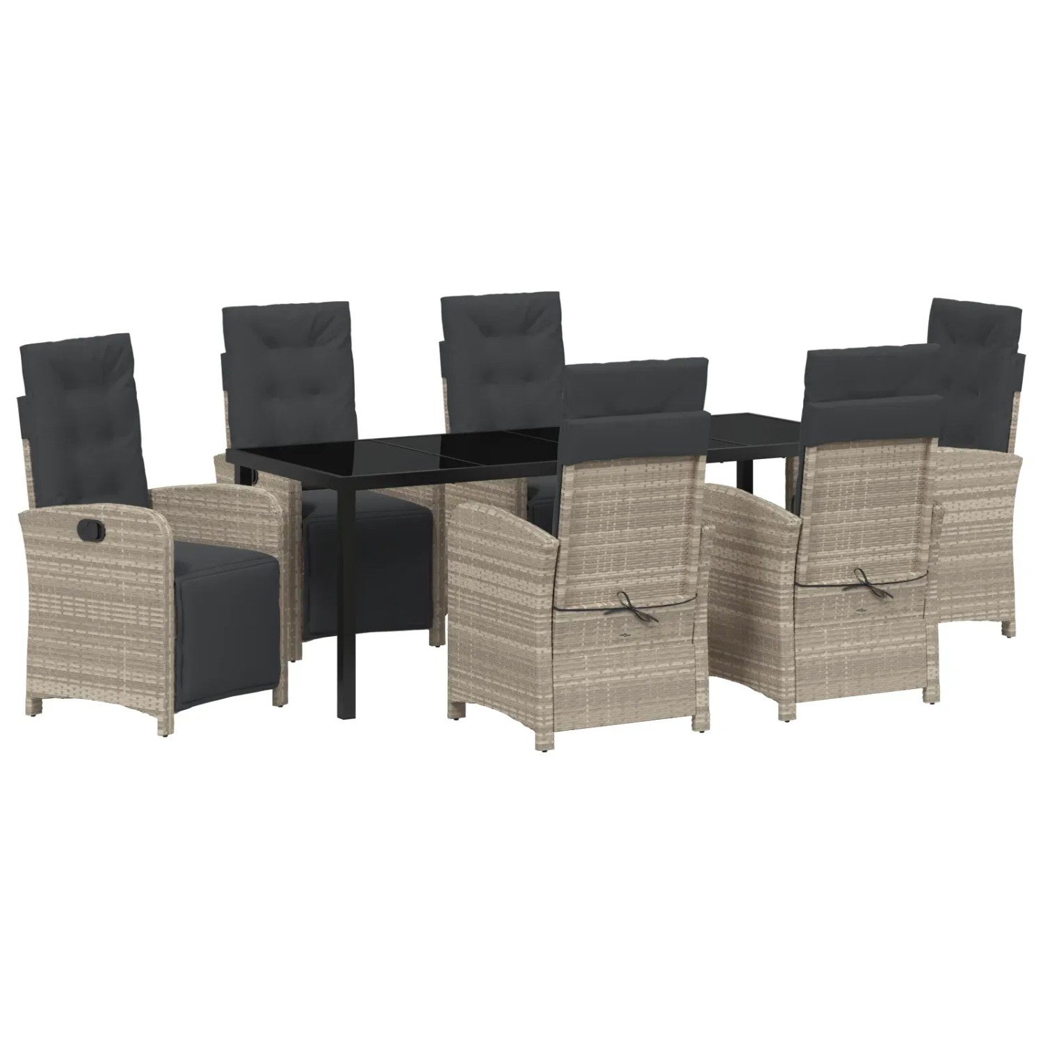 vidaXL Garten Essgruppe 7-Tlg Hellgrau Poly Rattan 3380349