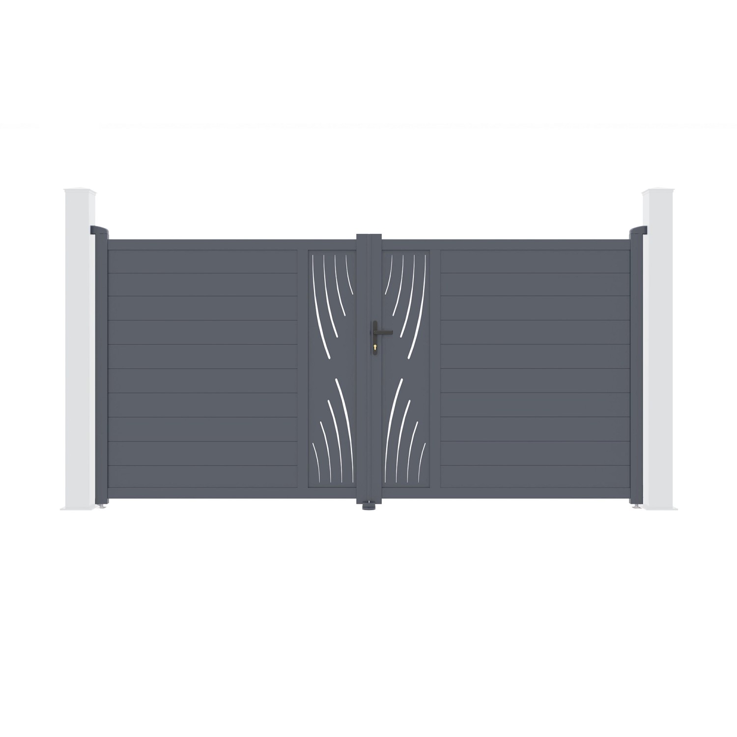Casanoov Flügeltor 3 5M Veleta H 180Cm & 2 Pfosten H 190Cm Aluminium Grau günstig online kaufen