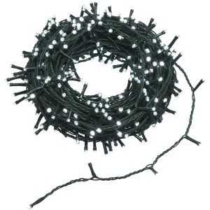 Aufgerollte, zweifarbige (kalt/warmweiß) LED-Lichterkette für den Außenbereich, 400 LEDs.