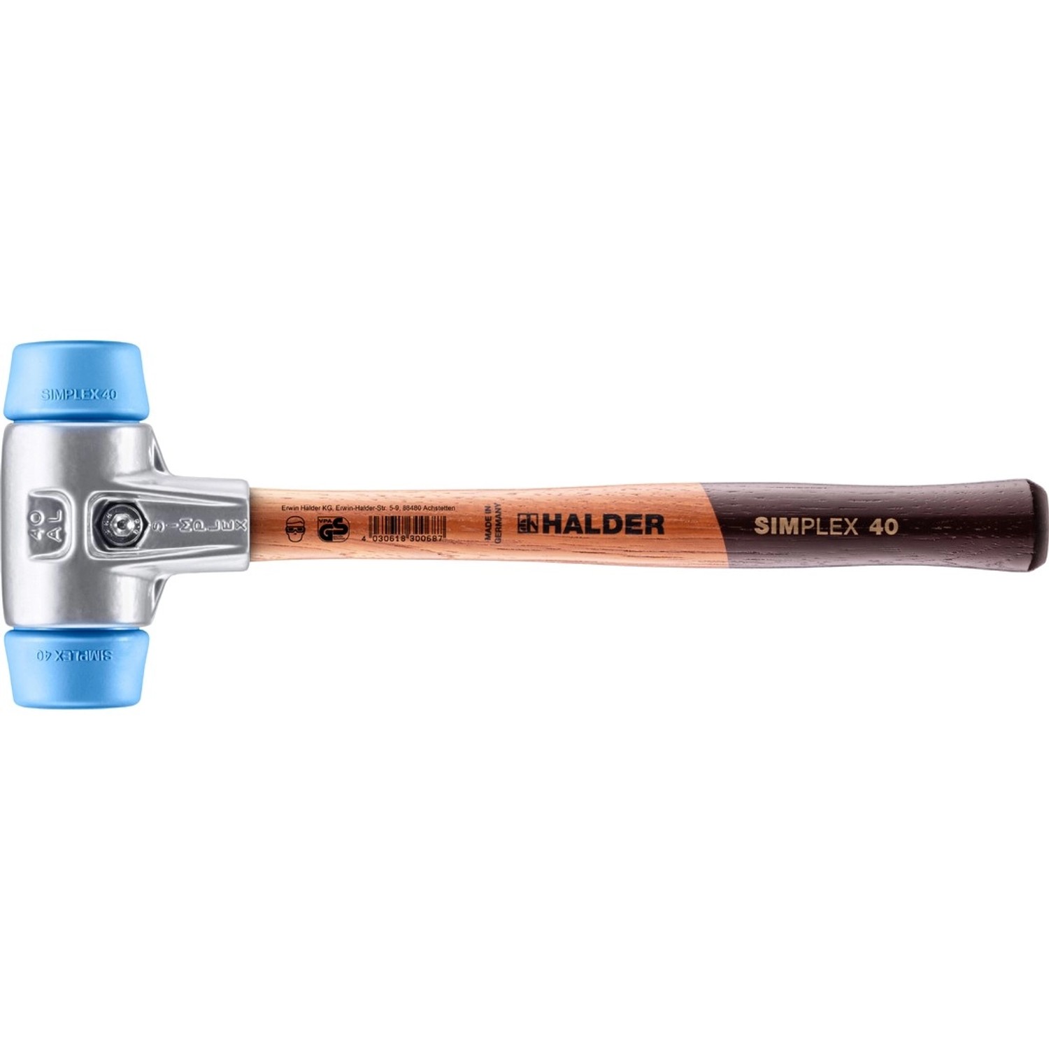 Halder Simplex Schonhammer Ø 40 mm TPE-soft Blau mit Aluminiumgehäuse günstig online kaufen