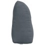 Dunkelgraues Samt-Rückenkissen mit ergonomischer Form, Seitentasche und Reißverschluss. Ideal für Komfort und Unterstützung.