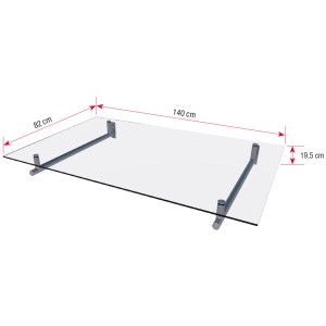 Gutta Glasvordach HD 140 Edelstahl Klar, 140x80 cm. Transparentes Vordach mit Edelstahlträgern.