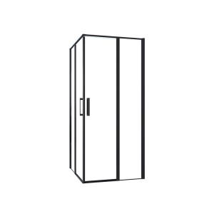 Duschparadies 140 x 80 x 185cm Duschkabine 6mm Nano Glas Drehtür Duschabtrennunge Duschwand Schwarzrahmen