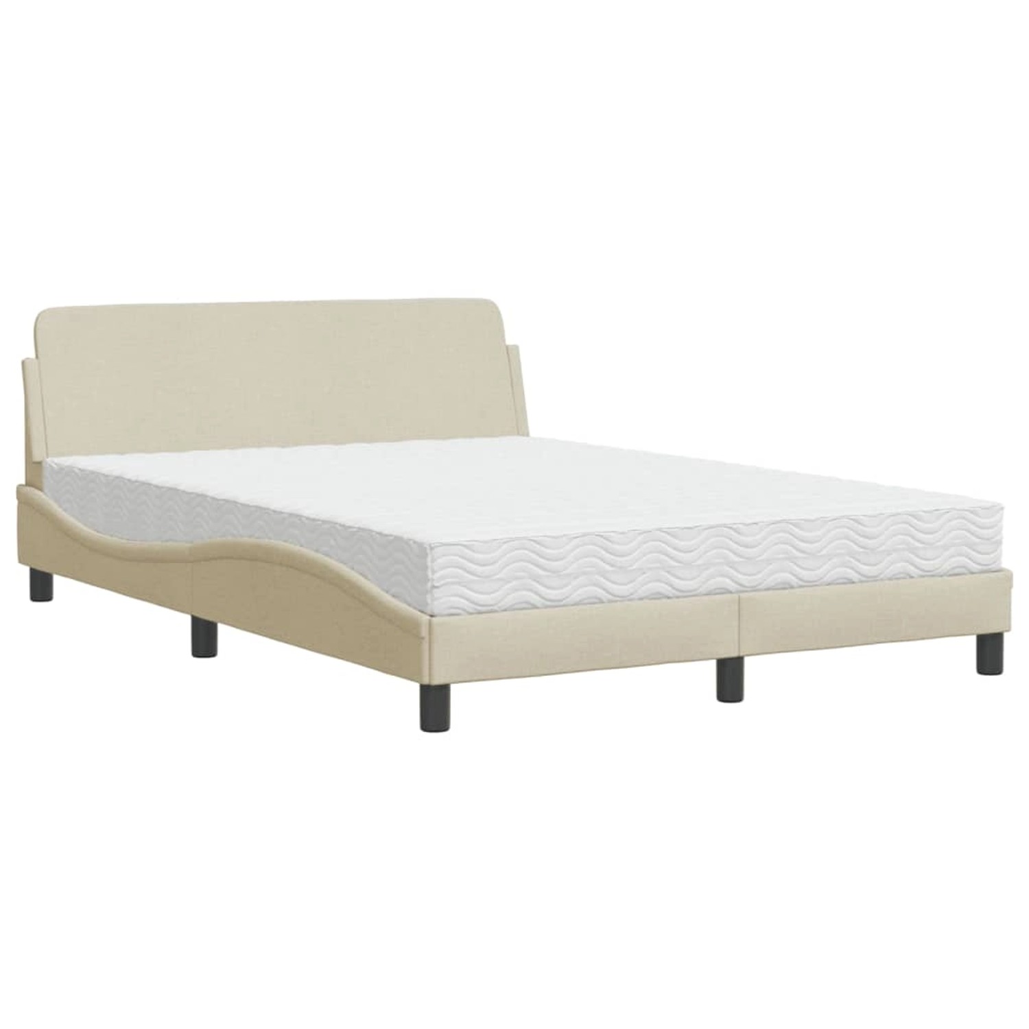 vidaXL Bett mit Matratze Dover Creme 140x190 cm Stoff 3208389