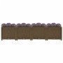 Braunes furnicato Hochbeet aus Polypropylen (160x40x38 cm) mit lila Pflanzen.