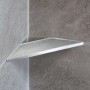 Dalsys befliesbare Duschablage, 310x130mm, Edelstahl Silber, eingebaut in geflieste Ecke.