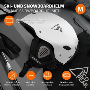ECD Germany Skihelm für Herren und Damen Snowboardhelm Robust Schwarz Weiß M 55-58 cm mit Belüftungssystem und Skibrillenhalter