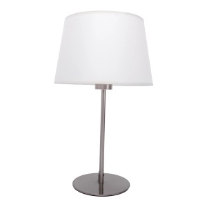 Beige Näve Tischleuchte Bologna, Design-Tischlampe mit weißem Stoffschirm und Metallfuß.