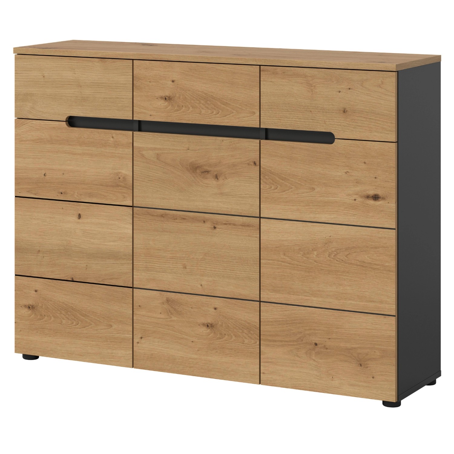 Inn.Furn Schuhkommode in Eiche und Grau 120 cm Cooper