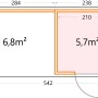 Grundriss Gerätehaus Classico 2424 mit Lounge S Links, 522x238 cm, Maße und Flächenangaben.