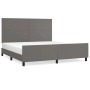 Graues vidaXL Bettgestell (160x200 cm) mit Kopfteil aus Kunstleder.