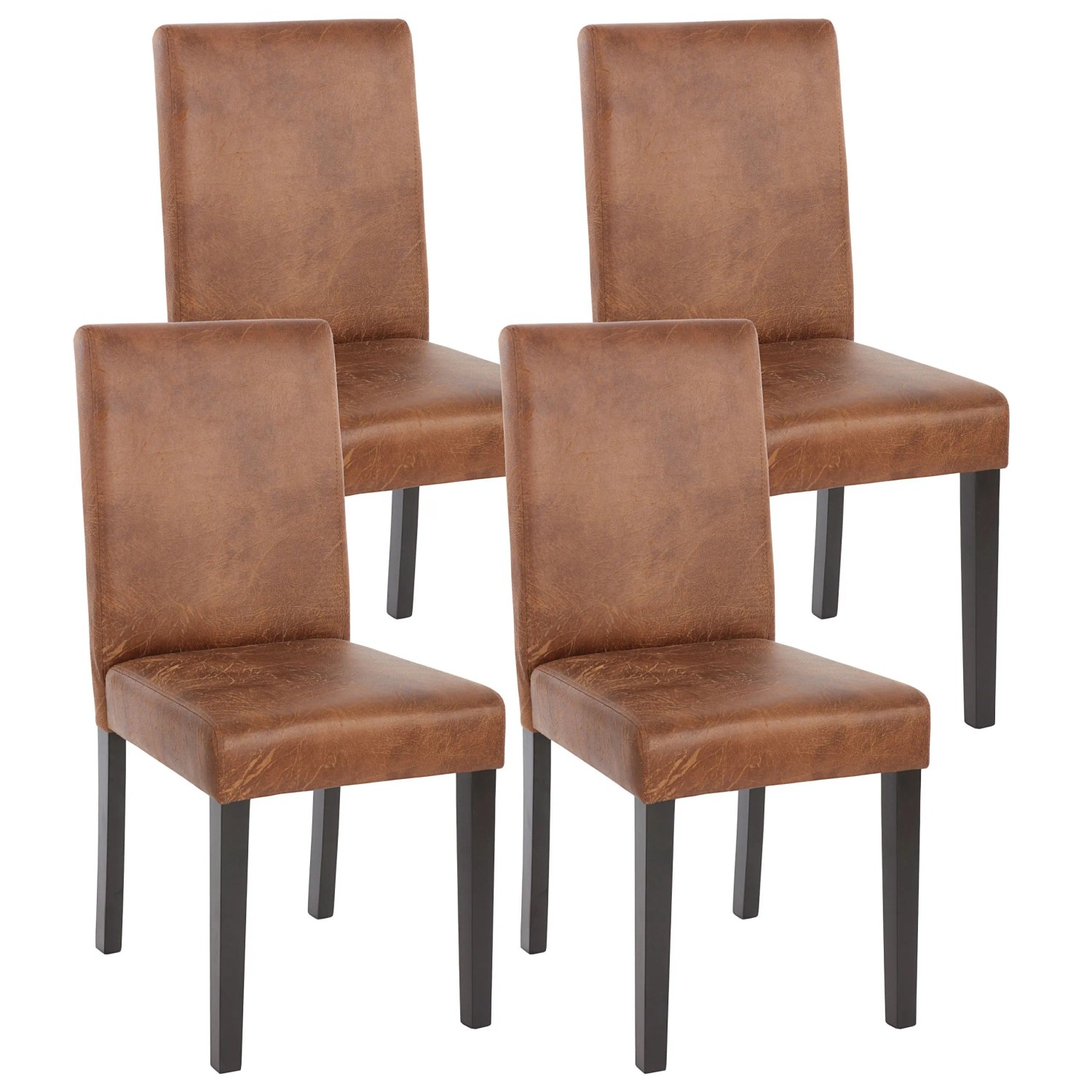 CHEFGASTRO Esszimmerstuhl 4er-Set Klassisch & Zeitlos 90x43x56cm Sitzhöhe 45cm Textil Dunkle Beine Wildlederimitat