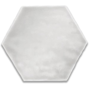 Weiße, glänzende Wandfliese im Hexagon-Format (15x17,5 cm) für moderne Raumgestaltung.