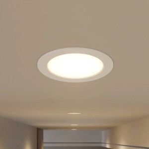 Weißer LED Einbaustrahler Rida für Bad und Feuchträume, Aluminium, 19cm Durchmesser.