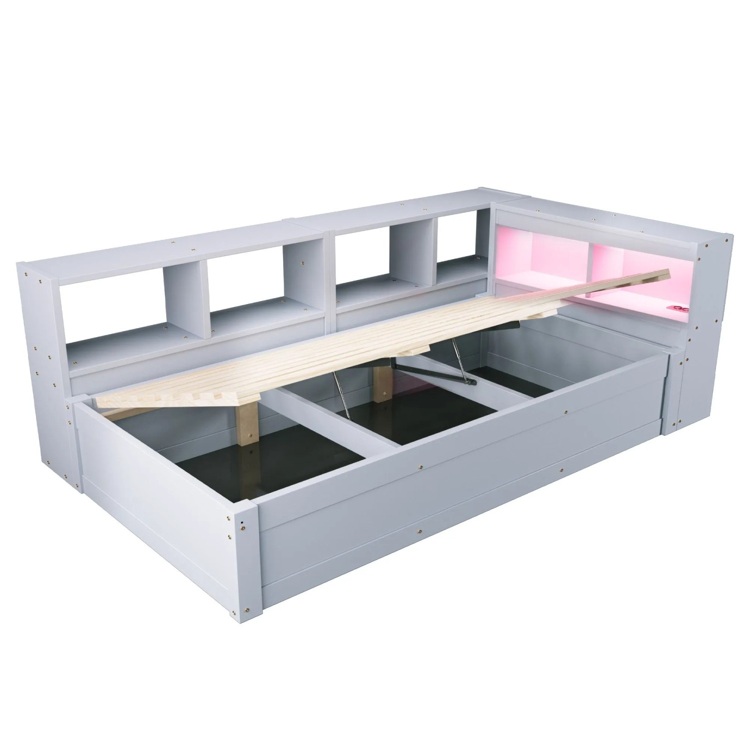 Merax Schlafsofa 90x200cm LED Steckdose Stauraum Grau