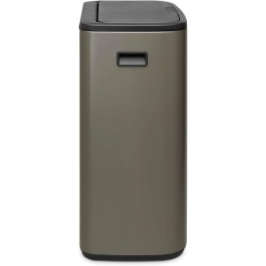 PROREGAL Abfallsammler, 2x30L, Touch-Öffnung, Platin. Mülleimer aus Metall mit Inneneimer.