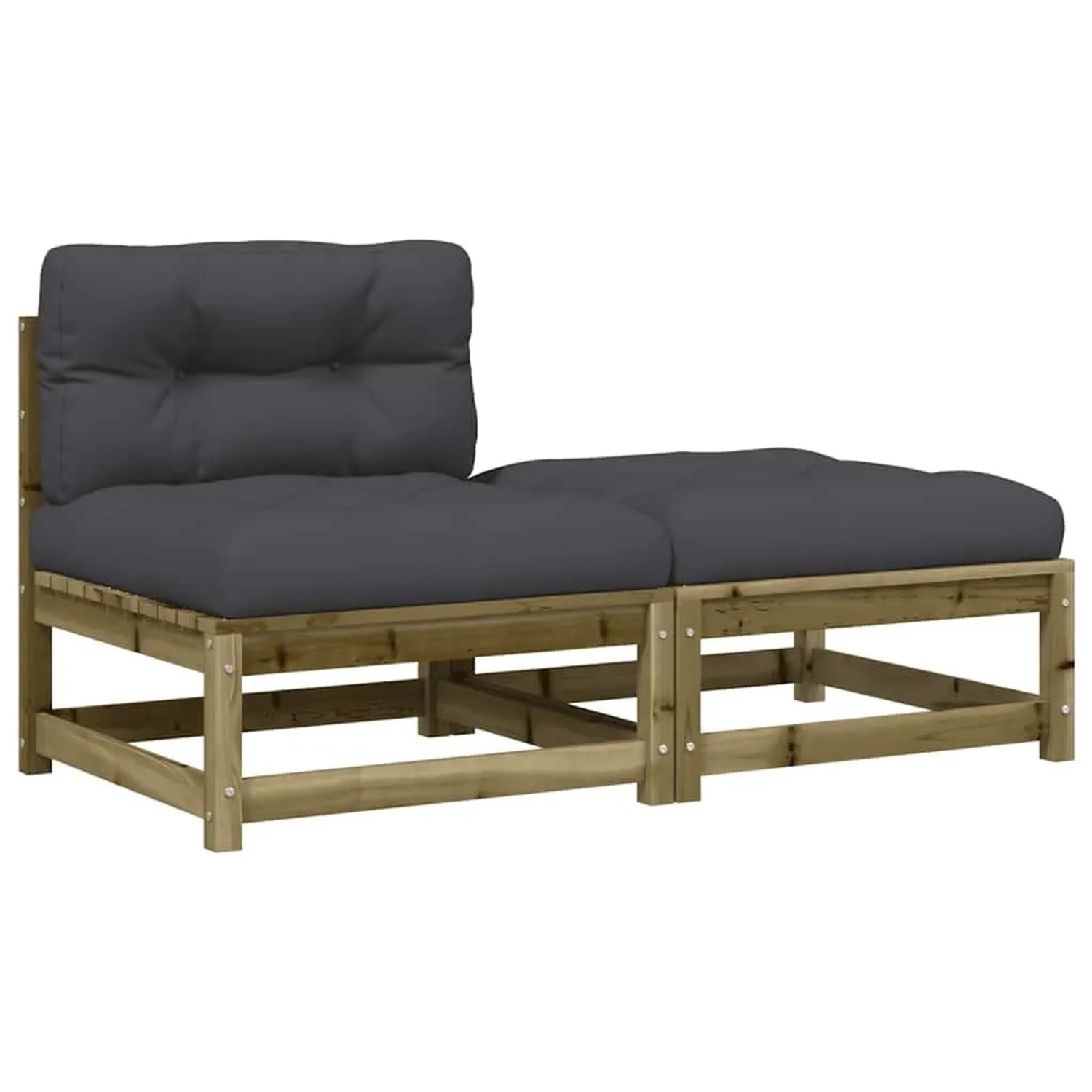 vidaXL Gartensofa ohne Armlehnen mit Kissen und Hocker 838132