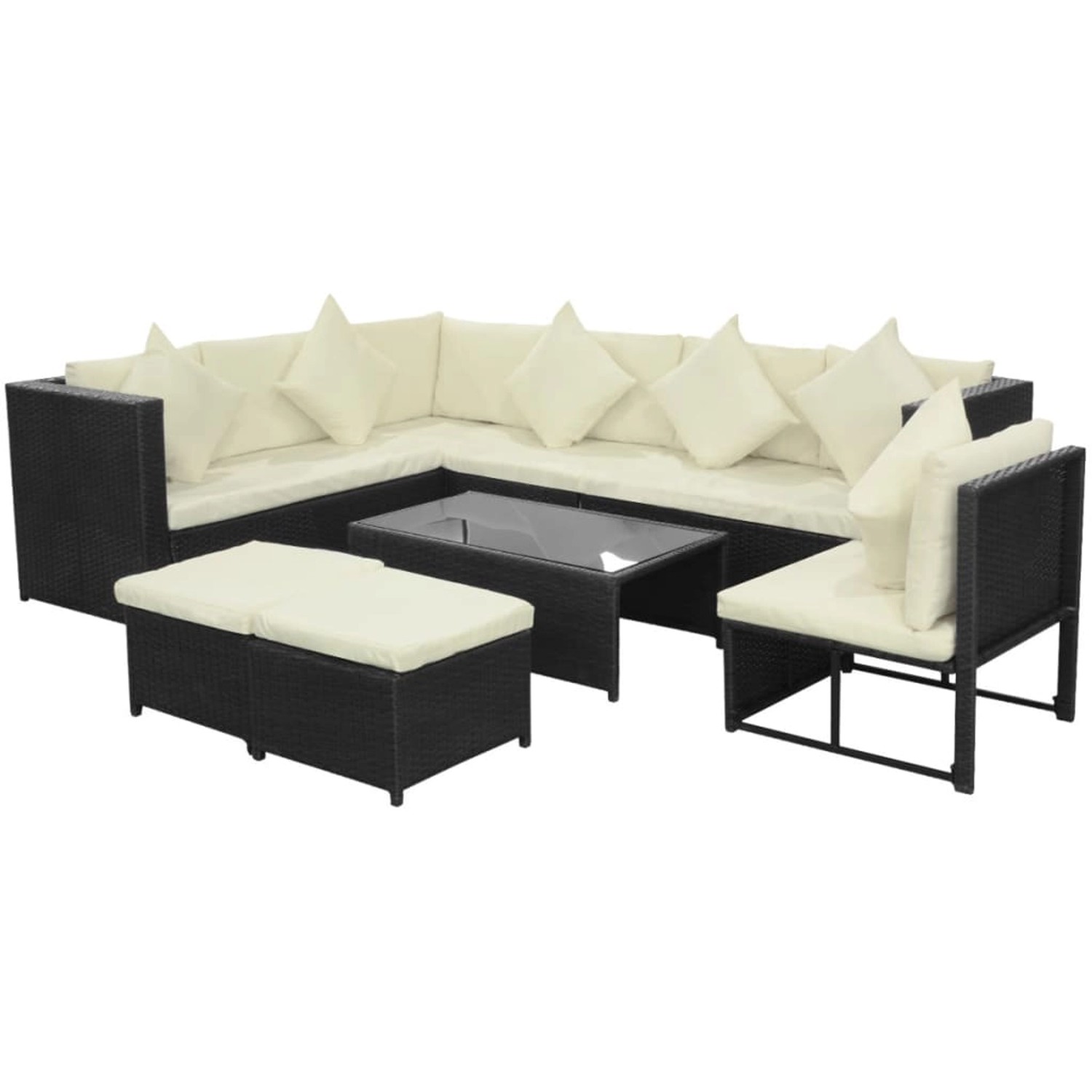 vidaXL 8-tlg Garten-Lounge-Set mit Kissen Poly Rattan Schwarz Modell 77 günstig online kaufen