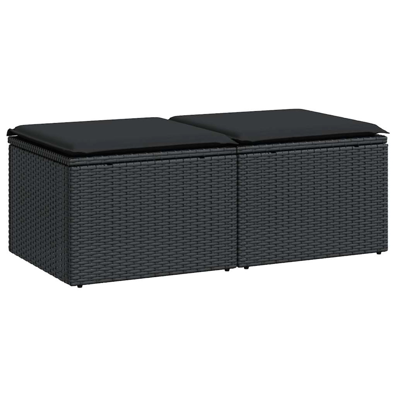 vidaXL 2-Tlg Garten-Sofagarnitur mit Kissen Schwarz Poly Rattan 3328678 günstig online kaufen