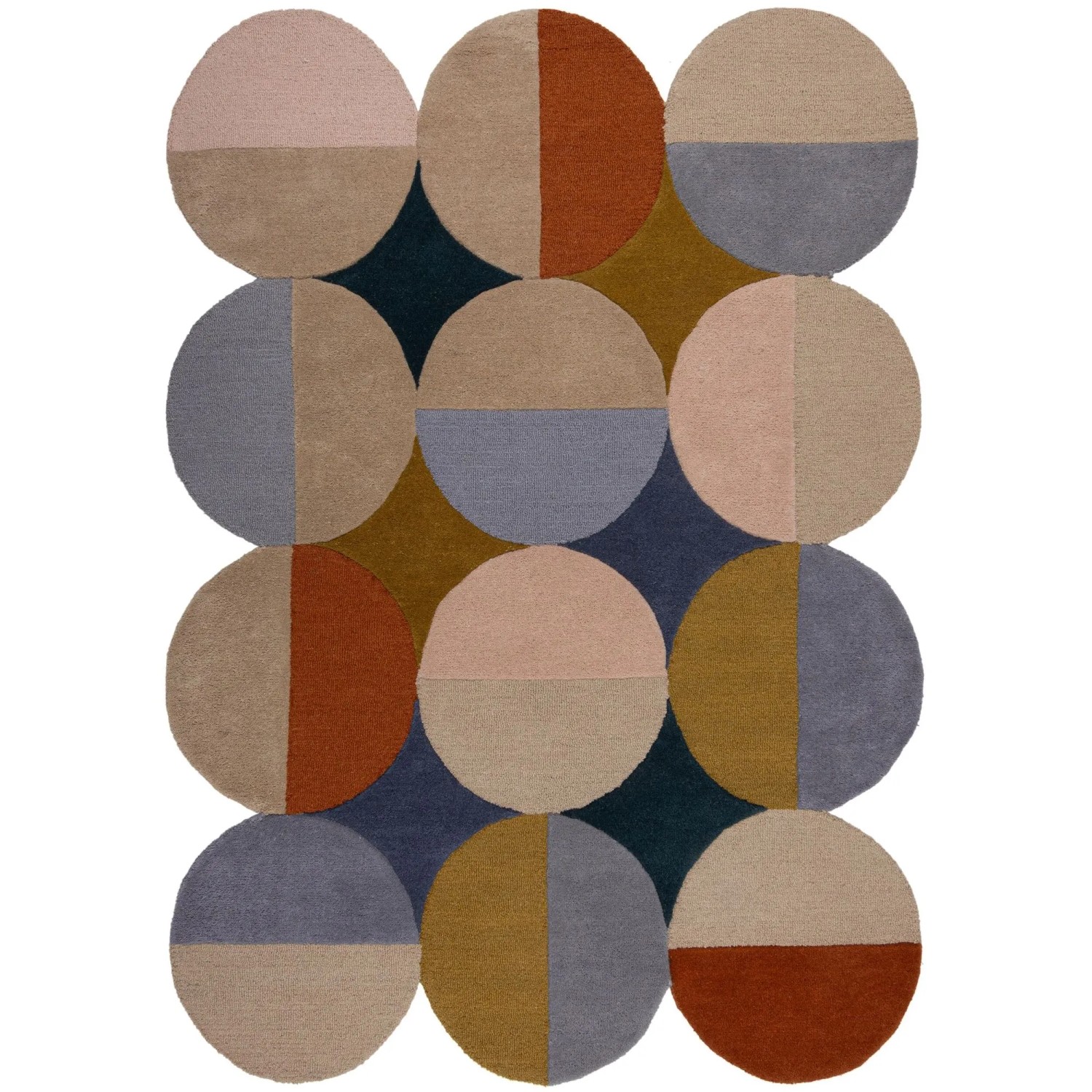 Flair Rugs Wollteppich Mia Ellipse 200 cm x 290 cm Blau-Mix