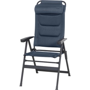 Dunkelblauer Siena Garden Campingsessel Premium mit AirMesh-Bezug und anthrazitfarbenem Gestell.