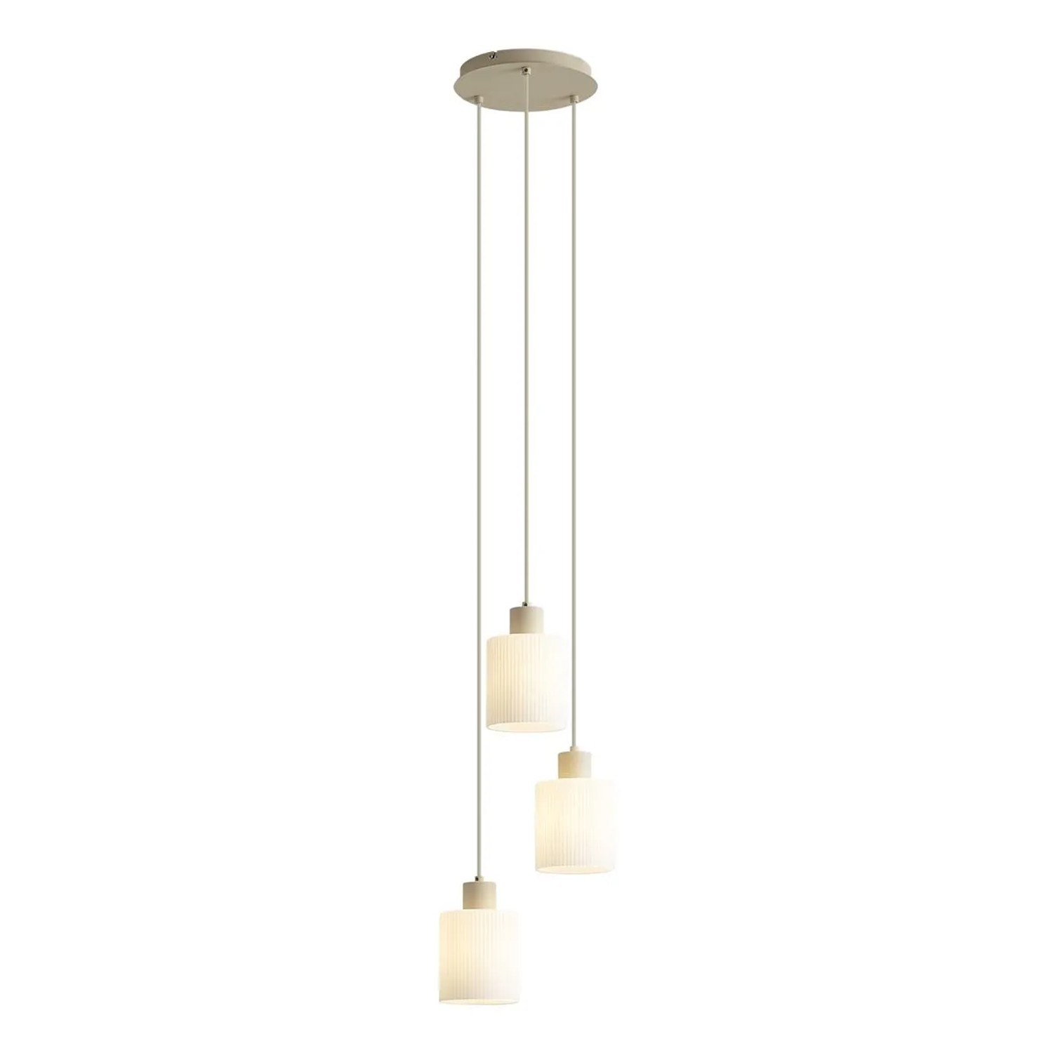 QAZQA Skandinavische Hängelampe Beige mit Weißem Glas Rund 3 Flammig Wisp