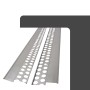 Silbernes Protektor Noppenbahnprofil aus Edelstahl für den Außenputz ab 12mm Stärke.