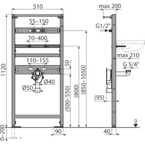 Alcadrain A104AVS/1120 Montagerahmen für Waschbecken mit eingebautem Siphon
