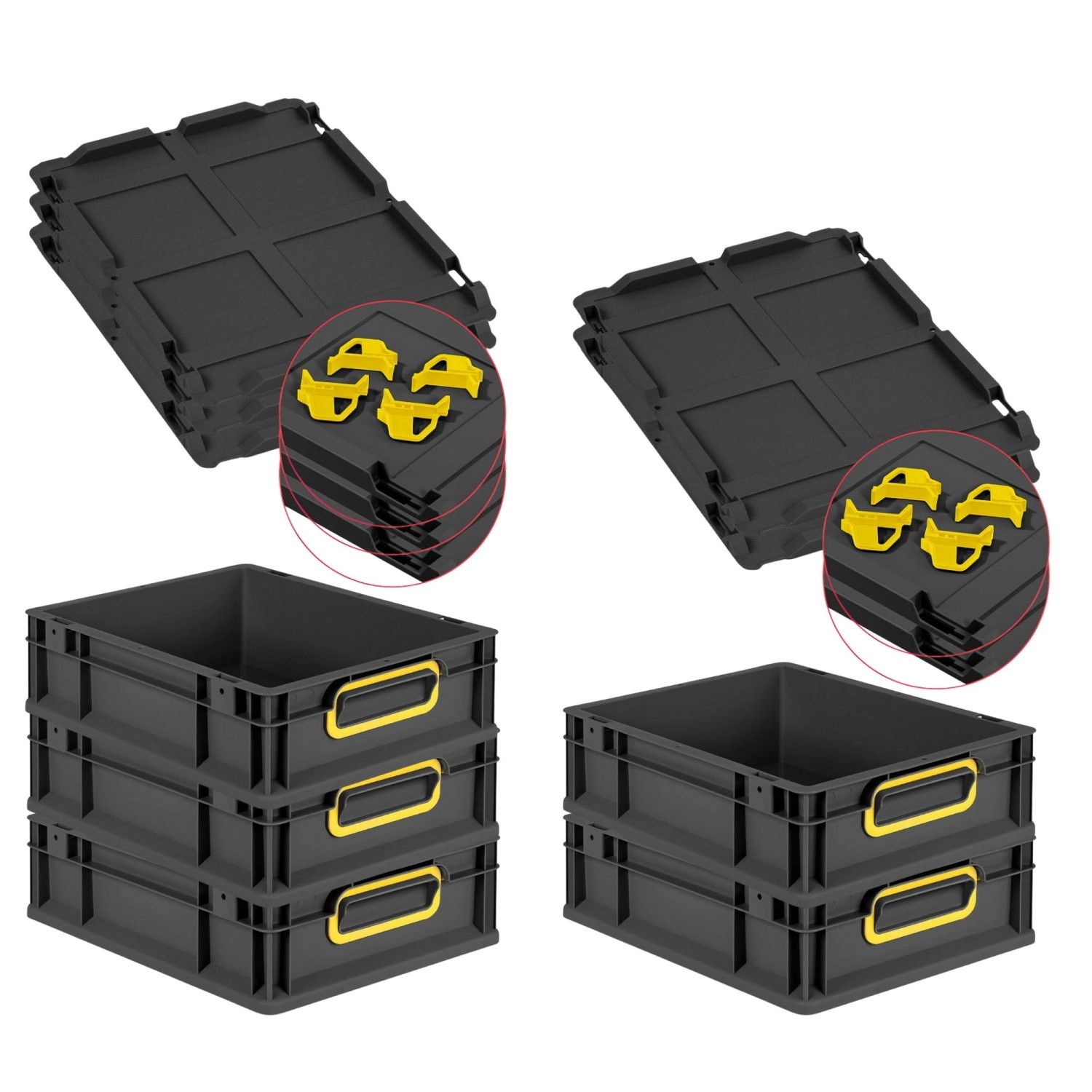 PROREGAL SparSet 5x Eurobox Nextgen Color Mit Auflagedeckel HxBxT 12x30x40c günstig online kaufen