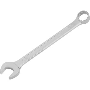 Chrom-glänzender Ringmaulschlüssel, Schlüsselweite 19 mm, für Schrauben und Muttern.