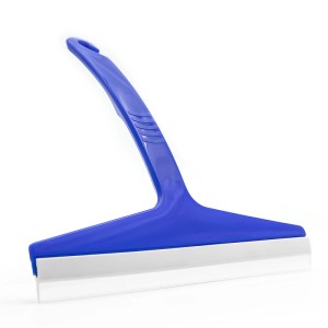 Blauer BigDean Duschabzieher aus Silikon, 23 cm breit, für streifenfreie Duschen.