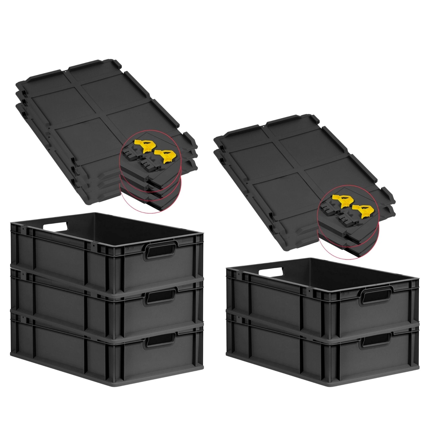 PROREGAL SuperSparSet 5x Eurobox Nextgen Grip Mit Scharnierdeckel Und Gelbe günstig online kaufen