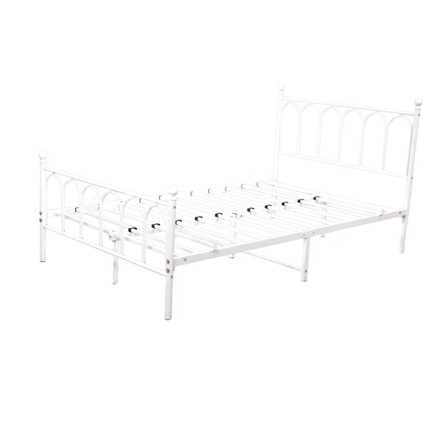okwish Metallbett mit Lattenrost Schlafzimmer Gästezimmer 140x200cm Weiß