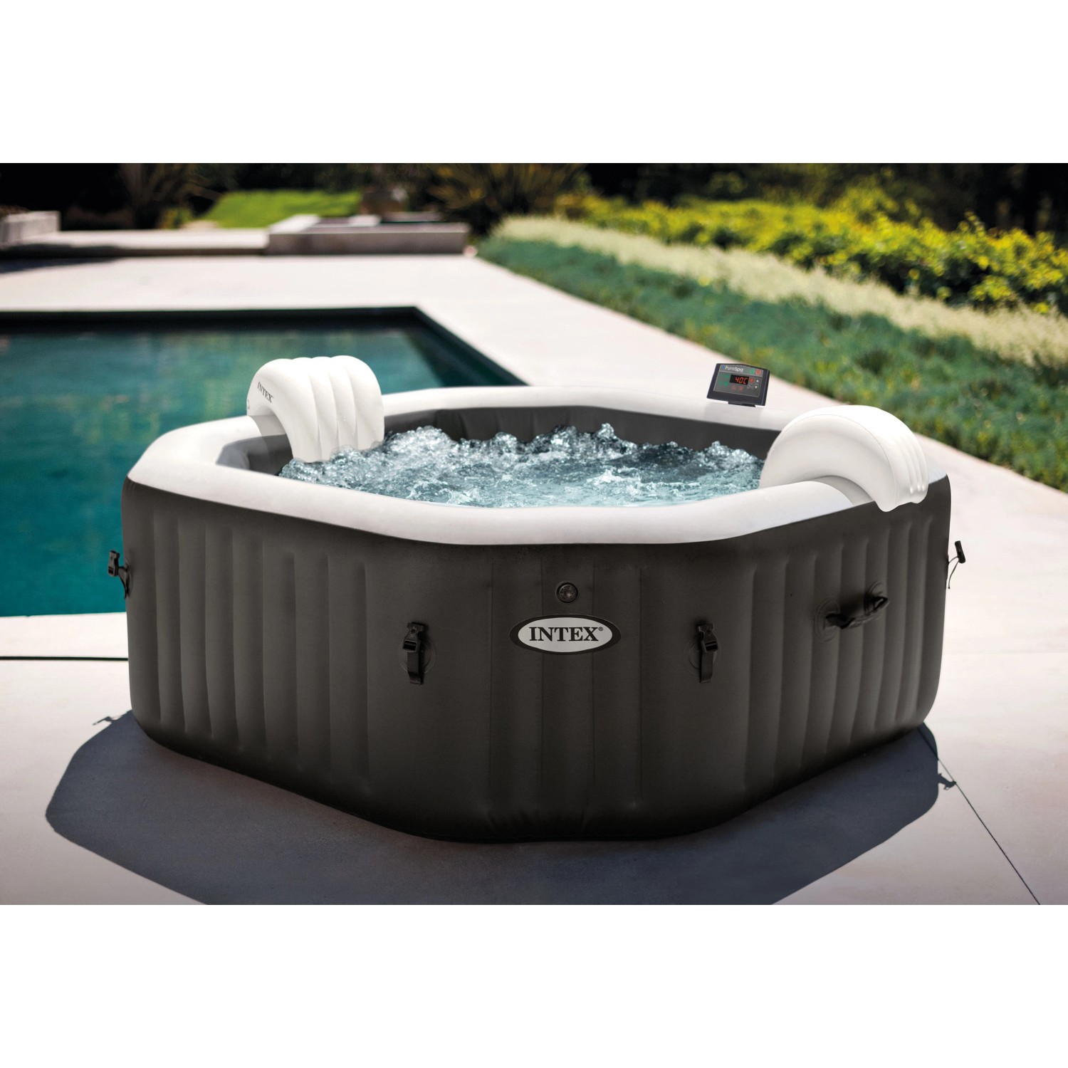 Intex PureSpa Octagon Bubble Jet mit Salzwassersystem Ø 201 cm x